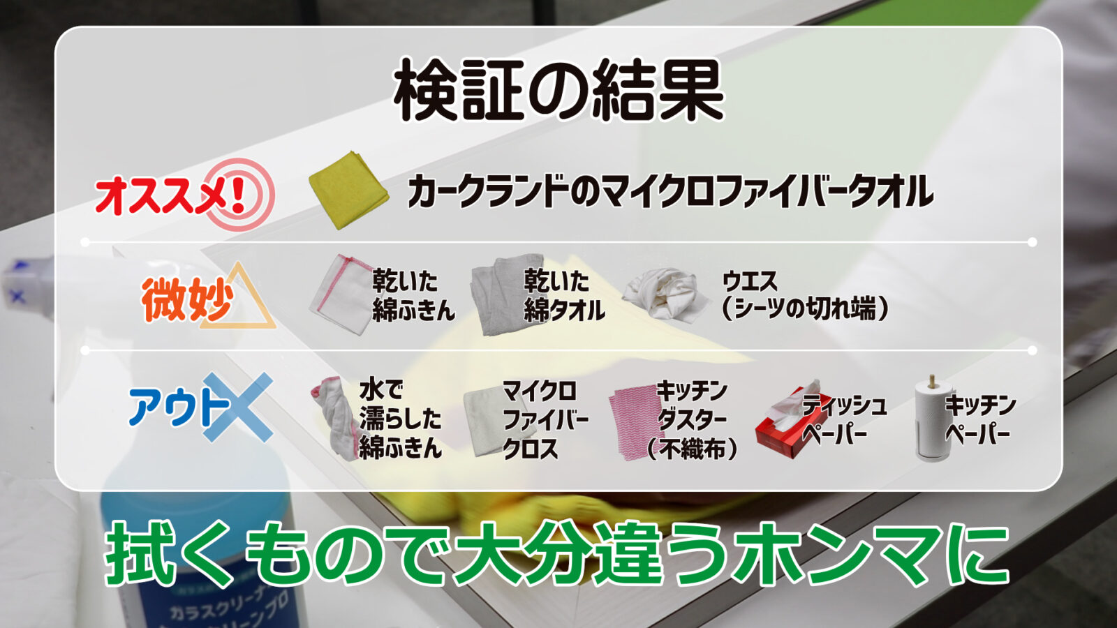 拭き比べの検証結果