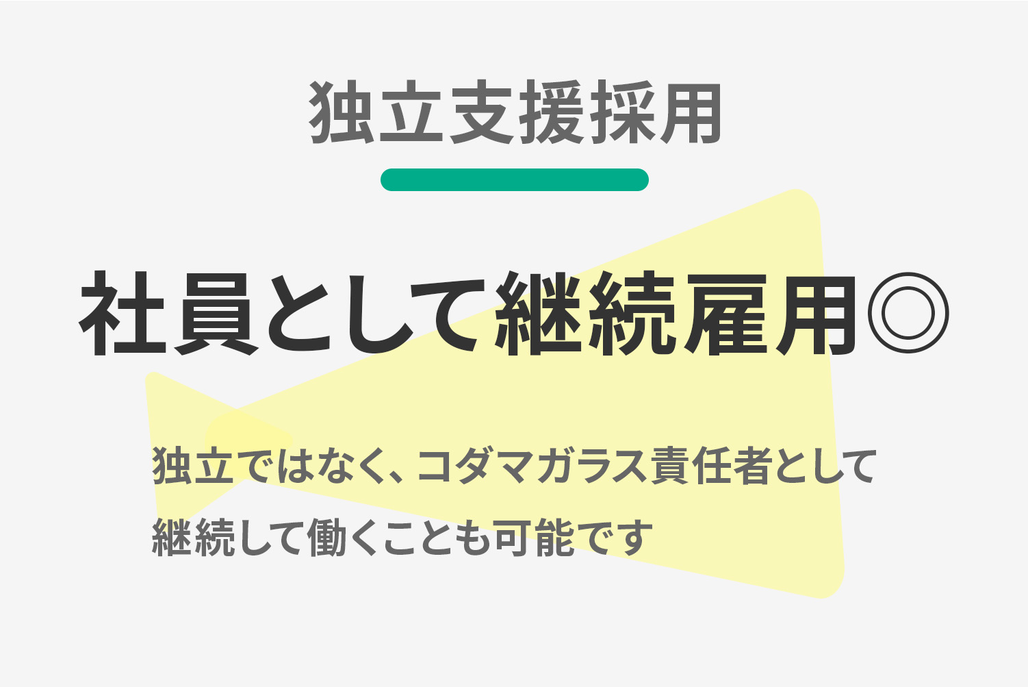 【独立支援採用】正社員として継続雇用